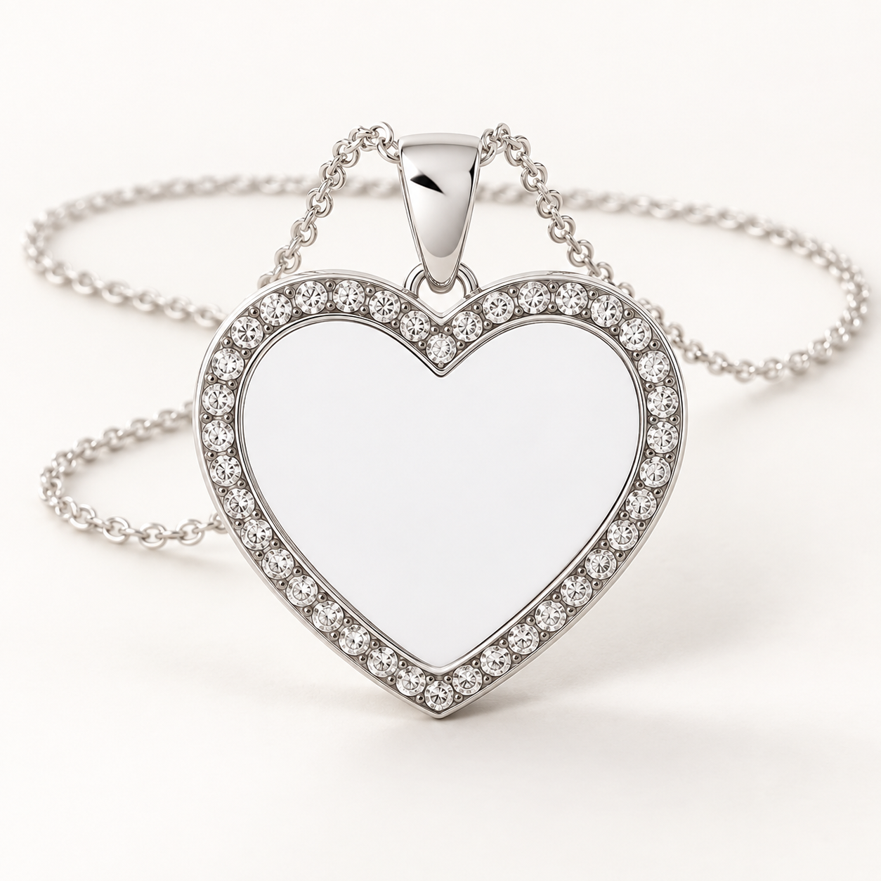 Custom Heart Rhinestone Photo Necklace