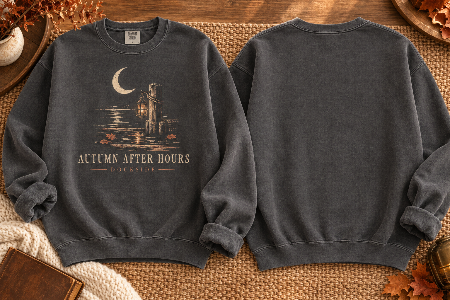 Front and back of the Pepper Autumn After Hours crewneck sweatshirt