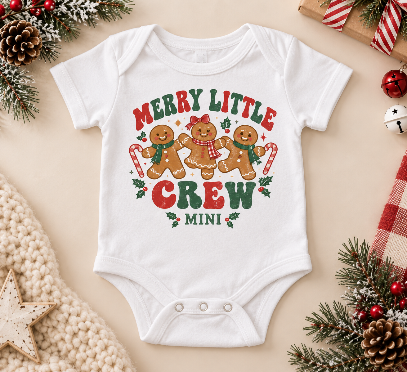 Matching Merry Little Crew Mini baby bodysuit