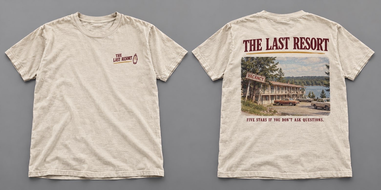 Ivory The Last Resort motel shirt front and back